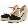 imageCoutgo Womens Platform Espadrilles Wedge Sandals Closed Cap Toe Bow Tie Ankle Buckle Strap Summer Dress ShoesBlack