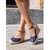 imageCoutgo Womens Platform Espadrilles Wedge Sandals Closed Cap Toe Bow Tie Ankle Buckle Strap Summer Dress ShoesNavy Blue