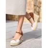 imageCoutgo Womens Platform Espadrilles Wedge Sandals Closed Cap Toe Bow Tie Ankle Buckle Strap Summer Dress ShoesNude