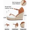 imageCoutgo Womens Platform Espadrilles Wedge Sandals Closed Cap Toe Bow Tie Ankle Buckle Strap Summer Dress ShoesWhite