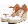 imageCoutgo Womens Platform Espadrilles Wedge Sandals Closed Cap Toe Bow Tie Ankle Buckle Strap Summer Dress ShoesWhite