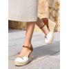 imageCoutgo Womens Platform Espadrilles Wedge Sandals Closed Cap Toe Bow Tie Ankle Buckle Strap Summer Dress ShoesWhite