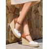 imageCoutgo Womens Platform Espadrilles Wedge Sandals Closed Cap Toe Bow Tie Ankle Buckle Strap Summer Dress ShoesWhite