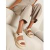 imageCoutgo Womens Platform Sandals Comfortable Flat Sandals Double Strap Footbed Summer Beach SandalsBeigenatural Raffia