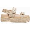 imageCoutgo Womens Platform Sandals Comfortable Flat Sandals Double Strap Footbed Summer Beach SandalsCoffeenatural Raffia