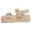 imageCoutgo Womens Platform Sandals Comfortable Flat Sandals Double Strap Footbed Summer Beach SandalsCoffeenatural Raffia