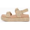 imageCoutgo Womens Platform Sandals Comfortable Flat Sandals Double Strap Footbed Summer Beach SandalsNatural Raffia