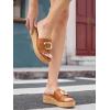 imageCoutgo Womens Platform Sandals Cork Beach Slip on Wedges Metal Buckle Slides Open Toe Summer ShoesBrown