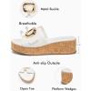 imageCoutgo Womens Platform Sandals Cork Beach Slip on Wedges Metal Buckle Slides Open Toe Summer ShoesWhite