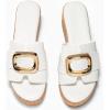 imageCoutgo Womens Platform Sandals Cork Beach Slip on Wedges Metal Buckle Slides Open Toe Summer ShoesWhite