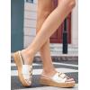 imageCoutgo Womens Platform Sandals Cork Beach Slip on Wedges Metal Buckle Slides Open Toe Summer ShoesWhite