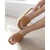 imageCoutgo Womens Platform Slides Sandals Espadrilles Braided Slip on Open Toe Backless Summer Dress ShoesKhaki