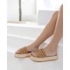 imageCoutgo Womens Platform Slides Sandals Espadrilles Braided Slip on Open Toe Backless Summer Dress ShoesKhaki