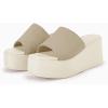 imageCoutgo Womens Platform Slides Sandals Square Open Toe Slip On Elastic Band Casual Lightweight Wedge ShoesLight Khaki