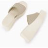 imageCoutgo Womens Platform Slides Sandals Square Open Toe Slip On Elastic Band Casual Lightweight Wedge ShoesLight Khaki