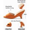 imageCoutgo Womens Wedge Heels Sandals Pointed Open Toe Slide Sandals Slip On Backless Summer Dress ShoesCaramel