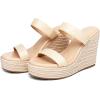 imageCoutgo Womens Wedge Platform Sandals Espadrilles Two Strap Woven Slip On Summer Cute Slide SandalsApricot