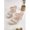 imageCoutgo Womens Wedge Platform Sandals Espadrilles Two Strap Woven Slip On Summer Cute Slide SandalsBeige