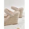 imageCoutgo Womens Wedge Platform Sandals Espadrilles Two Strap Woven Slip On Summer Cute Slide SandalsBeige