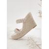 imageCoutgo Womens Wedge Platform Sandals Espadrilles Two Strap Woven Slip On Summer Cute Slide SandalsBeige