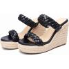 imageCoutgo Womens Wedge Platform Sandals Espadrilles Two Strap Woven Slip On Summer Cute Slide SandalsCool Black