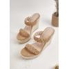 imageCoutgo Womens Wedge Platform Sandals Espadrilles Two Strap Woven Slip On Summer Cute Slide SandalsKhaki