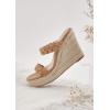imageCoutgo Womens Wedge Platform Sandals Espadrilles Two Strap Woven Slip On Summer Cute Slide SandalsKhaki