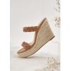 imageCoutgo Womens Wedge Platform Sandals Espadrilles Two Strap Woven Slip On Summer Cute Slide SandalsLight Brown