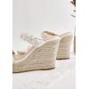 imageCoutgo Womens Wedge Platform Sandals Espadrilles Two Strap Woven Slip On Summer Cute Slide SandalsWhite
