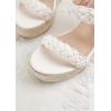 imageCoutgo Womens Wedge Platform Sandals Espadrilles Two Strap Woven Slip On Summer Cute Slide SandalsWhite