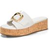 imageCoutgo Womens Platform Sandals Cork Beach Slip on Wedges Metal Buckle Slides Open Toe Summer ShoesWhite
