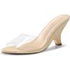 imageCoutgo Womens Wedge Heels Sandals Pointed Open Toe Slide Sandals Slip On Backless Summer Dress ShoesTransparent