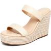imageCoutgo Womens Wedge Platform Sandals Espadrilles Two Strap Woven Slip On Summer Cute Slide SandalsApricot