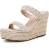 imageCoutgo Womens Wedge Platform Sandals Espadrilles Two Strap Woven Slip On Summer Cute Slide SandalsBeige