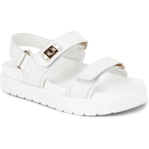 imageCoutgo Womens Platform Sandals Comfortable Flat Sandals Double Strap Footbed Summer Beach SandalsWhite