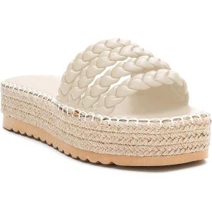 imageCoutgo Womens Platform Slides Sandals Espadrilles Braided Slip on Open Toe Backless Summer Dress ShoesBeige