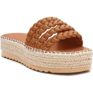 imageCoutgo Womens Platform Slides Sandals Espadrilles Braided Slip on Open Toe Backless Summer Dress ShoesBrown