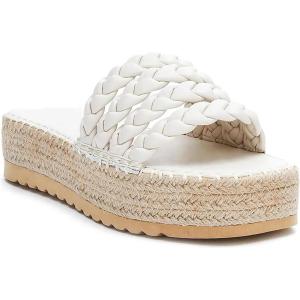 imageCoutgo Womens Platform Slides Sandals Espadrilles Braided Slip on Open Toe Backless Summer Dress ShoesWhite