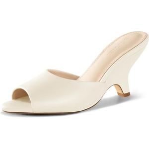 imageCoutgo Womens Wedge Heels Sandals Pointed Open Toe Slide Sandals Slip On Backless Summer Dress ShoesCreamy White