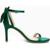 imageCoutgo Womens Ankle Strap High Heels Open Toe Stiletto Bow Tie Knot Heeled Sandals Fashion Wedding Dress Pump ShoesDark Greensatin