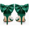 imageCoutgo Womens Ankle Strap High Heels Open Toe Stiletto Bow Tie Knot Heeled Sandals Fashion Wedding Dress Pump ShoesDark Greensatin