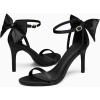 imageCoutgo Womens Ankle Strap High Heels Open Toe Stiletto Bow Tie Knot Heeled Sandals Fashion Wedding Dress Pump ShoesPolish Black