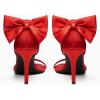 imageCoutgo Womens Ankle Strap High Heels Open Toe Stiletto Bow Tie Knot Heeled Sandals Fashion Wedding Dress Pump ShoesWine Redsatin