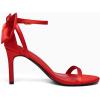 imageCoutgo Womens Ankle Strap High Heels Open Toe Stiletto Bow Tie Knot Heeled Sandals Fashion Wedding Dress Pump ShoesWine Redsatin