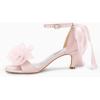 imageCoutgo Womens Bow Kitten Heels Sandals Square Open Toe Ankle Strap Satin Ribbon Wedding Dress ShoesDeep Pink