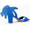 imageCoutgo Womens Bow Tie Heeled Sandals Chunky Heels One Strap Satin Ankle Buckle Dress Wedding ShoesRoyal Blue