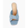 imageCoutgo Womens Chunky Heeled Mules Puffy Knot Square Open Toe Slip On Sandals Summer Evening Party Prom ShoesBlue