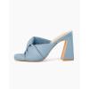 imageCoutgo Womens Chunky Heeled Mules Puffy Knot Square Open Toe Slip On Sandals Summer Evening Party Prom ShoesBlue
