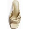 imageCoutgo Womens Chunky Heeled Mules Puffy Knot Square Open Toe Slip On Sandals Summer Evening Party Prom ShoesGold
