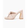 imageCoutgo Womens Chunky Heeled Mules Puffy Knot Square Open Toe Slip On Sandals Summer Evening Party Prom ShoesPink